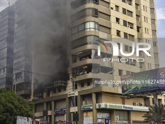 An apartment block lies in partial ruins after being hit by an Israeli airstrike in Beirut, Lebanon, on October 1, 2024. After escalating st...