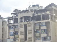 An apartment block lies in partial ruins after being hit by an Israeli airstrike in Beirut, Lebanon, on October 1, 2024. After escalating st...