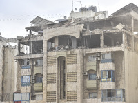 An apartment block lies in partial ruins after being hit by an Israeli airstrike in Beirut, Lebanon, on October 1, 2024. After escalating st...