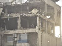 An apartment block lies in partial ruins after being hit by an Israeli airstrike in Beirut, Lebanon, on October 1, 2024. After escalating st...