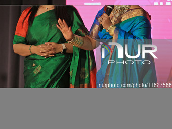 Actor and dancer Sudha Chandran with Naaritvv founder Rachana Kaushik during the 'Naaritvv Fest' celebration in Jaipur, Rajasthan, India, on...