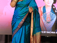 Actor and dancer Sudha Chandran speaks during the 'Naaritvv Fest' celebration in Jaipur, Rajasthan, India, on October 1, 2024. (