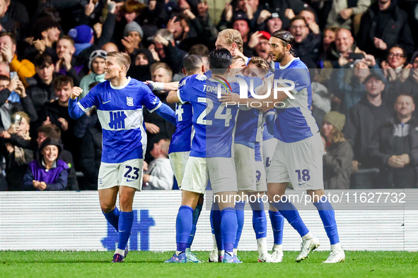 Birmingham City celebrate the goal by #9, Alfie May (hidden), during the Sky Bet League 1 match between Birmingham City and Huddersfield Tow...