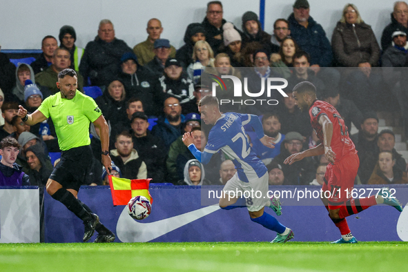 #28, Jay Stansfield of Birmingham races forward chased by #17, Brodie Spencer of Huddersfield during the Sky Bet League 1 match between Birm...