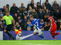 #28, Jay Stansfield of Birmingham races forward chased by #17, Brodie Spencer of Huddersfield during the Sky Bet League 1 match between Birm...