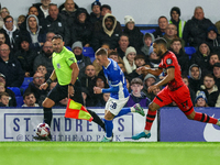 #28, Jay Stansfield of Birmingham races forward chased by #17, Brodie Spencer of Huddersfield during the Sky Bet League 1 match between Birm...