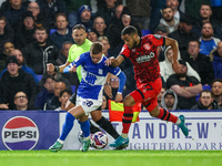 #28, Jay Stansfield of Birmingham battles with #17, Brodie Spencer of Huddersfield during the Sky Bet League 1 match between Birmingham City...