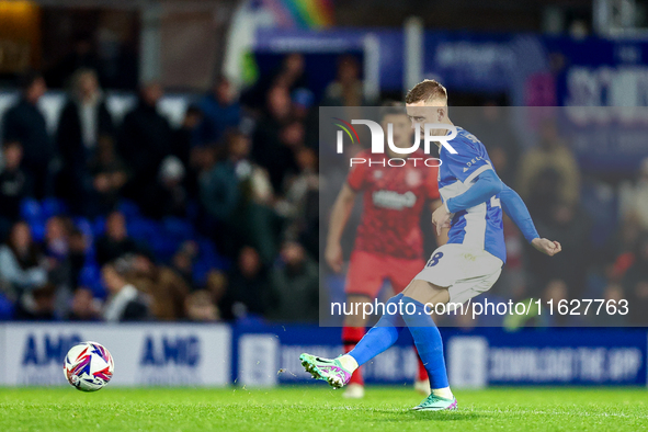 Jay Stansfield of Birmingham gets the second half underway during the Sky Bet League 1 match between Birmingham City and Huddersfield Town a...