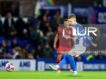 Jay Stansfield of Birmingham gets the second half underway during the Sky Bet League 1 match between Birmingham City and Huddersfield Town a...