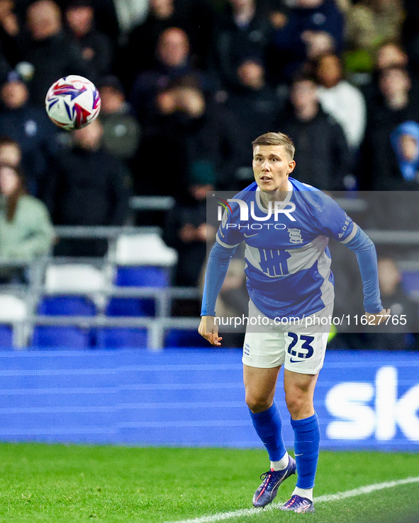 #23, Alfons Sampsted of Birmingham takes a throw-in during the Sky Bet League 1 match between Birmingham City and Huddersfield Town in Birmi...