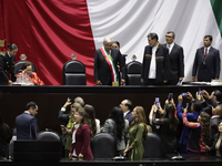 Andres Manuel Lopez Obrador, former president of Mexico, on October 1, 2024, on his arrival at the Chamber of Deputies in Mexico City, Mexic...