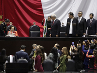 Andres Manuel Lopez Obrador, former president of Mexico, on October 1, 2024, on his arrival at the Chamber of Deputies in Mexico City, Mexic...