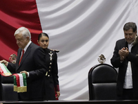 Andres Manuel Lopez Obrador, former president of Mexico, on October 1, 2024, on his arrival at the Chamber of Deputies in Mexico City, Mexic...