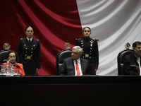 Andres Manuel Lopez Obrador, former president of Mexico, arrives at the Chamber of Deputies in Mexico City, Mexico, on October 1, 2024, wher...