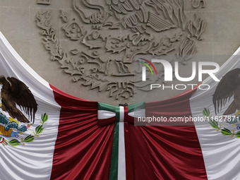 Claudia Sheinbaum (off-white dress), president of Mexico, in Mexico City, Mexico, on October 1, 2024, at the Chamber of Deputies, after rece...