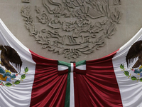 Claudia Sheinbaum (off-white dress), president of Mexico, in Mexico City, Mexico, on October 1, 2024, at the Chamber of Deputies, after rece...