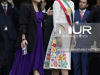 Claudia Sheinbaum, president of Mexico, greets supporters in Mexico City, Mexico, on October 1, 2024, at the Chamber of Deputies after recei...