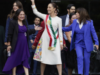 Claudia Sheinbaum, president of Mexico, greets supporters in Mexico City, Mexico, on October 1, 2024, at the Chamber of Deputies after recei...