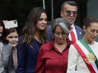 Claudia Sheinbaum, president of Mexico, greets supporters in Mexico City, Mexico, on October 1, 2024, at the Chamber of Deputies after recei...