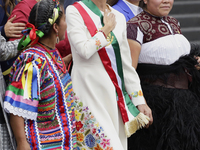 Claudia Sheinbaum, president of Mexico, greets supporters in Mexico City, Mexico, on October 1, 2024, at the Chamber of Deputies after recei...