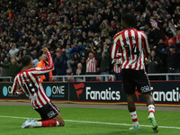 Sunderland's Wilson Isidor celebrates his goal during the Sky Bet Championship match between Sunderland and Derby County at the Stadium Of L...