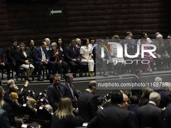 Andres Manuel Lopez Obrador, former president of Mexico, on October 1, 2024, on his arrival at the Chamber of Deputies in Mexico City, Mexic...