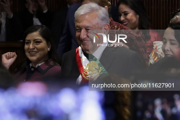 Andres Manuel Lopez Obrador, former president of Mexico, on October 1, 2024, on his arrival at the Chamber of Deputies in Mexico City, Mexic...