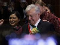 Andres Manuel Lopez Obrador, former president of Mexico, on October 1, 2024, on his arrival at the Chamber of Deputies in Mexico City, Mexic...