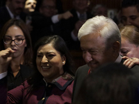 Andres Manuel Lopez Obrador, former president of Mexico, on October 1, 2024, on his arrival at the Chamber of Deputies in Mexico City, Mexic...