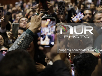 Andres Manuel Lopez Obrador, former president of Mexico, on October 1, 2024, on his arrival at the Chamber of Deputies in Mexico City, Mexic...