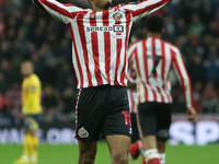 Sunderland's Wilson Isidor celebrates his goal during the Sky Bet Championship match between Sunderland and Derby County at the Stadium Of L...