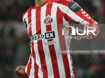 Sunderland's Wilson Isidor celebrates his goal during the Sky Bet Championship match between Sunderland and Derby County at the Stadium Of L...