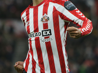 Sunderland's Wilson Isidor celebrates his goal during the Sky Bet Championship match between Sunderland and Derby County at the Stadium Of L...