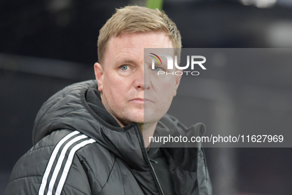 Newcastle United's Manager Eddie Howe during the Carabao Cup Third Round match between Newcastle United and AFC Wimbledon at St. James's Par...