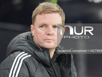 Newcastle United's Manager Eddie Howe during the Carabao Cup Third Round match between Newcastle United and AFC Wimbledon at St. James's Par...