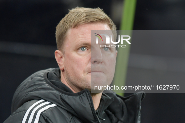 Newcastle United's Manager Eddie Howe during the Carabao Cup Third Round match between Newcastle United and AFC Wimbledon at St. James's Par...