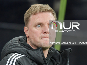 Newcastle United's Manager Eddie Howe during the Carabao Cup Third Round match between Newcastle United and AFC Wimbledon at St. James's Par...