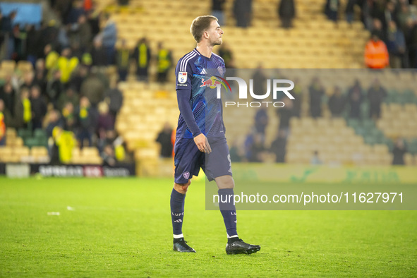 Patrick Bamford of Leeds United looks on after the Sky Bet Championship match between Norwich City and Leeds United at Carrow Road in Norwic...