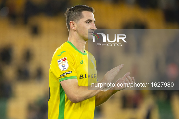 Kenny McLean of Norwich City applauds the supporters after the Sky Bet Championship match between Norwich City and Leeds United at Carrow Ro...