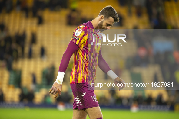 Angus Gunn of Norwich City looks dejected after the Sky Bet Championship match between Norwich City and Leeds United at Carrow Road in Norwi...