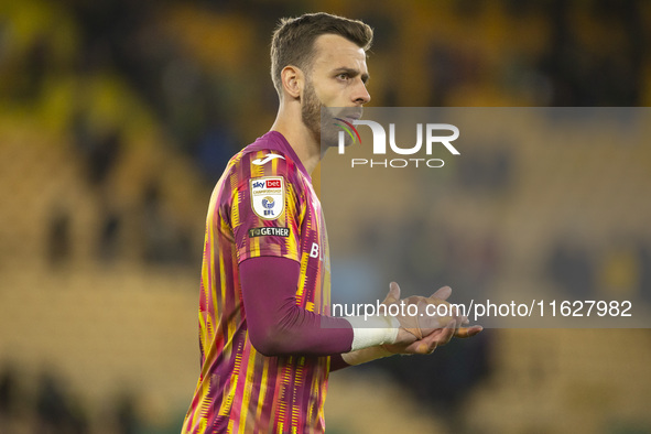 Angus Gunn of Norwich City applauds the supporters after the Sky Bet Championship match between Norwich City and Leeds United at Carrow Road...