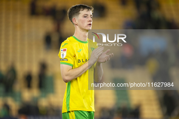 Kellen Fisher of Norwich City applauds the supporters after the Sky Bet Championship match between Norwich City and Leeds United at Carrow R...