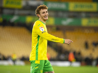 Josh Sargent of Norwich City interacts with supporters after the Sky Bet Championship match between Norwich City and Leeds United at Carrow...