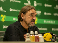 Leeds Manager, Daniel Faroe, gives his press conference after the Sky Bet Championship match between Norwich City and Leeds United at Carrow...