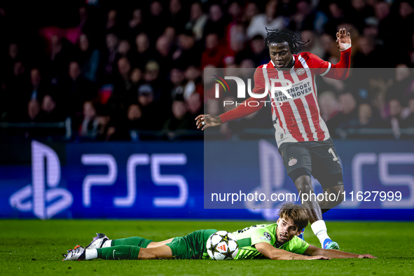 Sporting Club Portugal midfielder Daniel Braganca and PSV Eindhoven forward Johan Bakayoko during the match PSV vs. Sporting CP at the Phili...