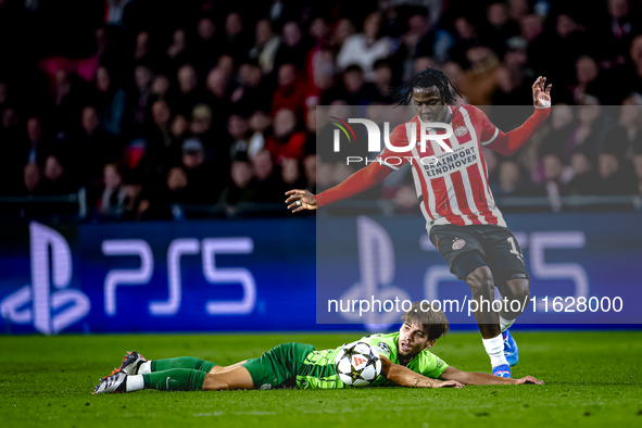 Sporting Club Portugal midfielder Daniel Braganca and PSV Eindhoven forward Johan Bakayoko during the match PSV vs. Sporting CP at the Phili...