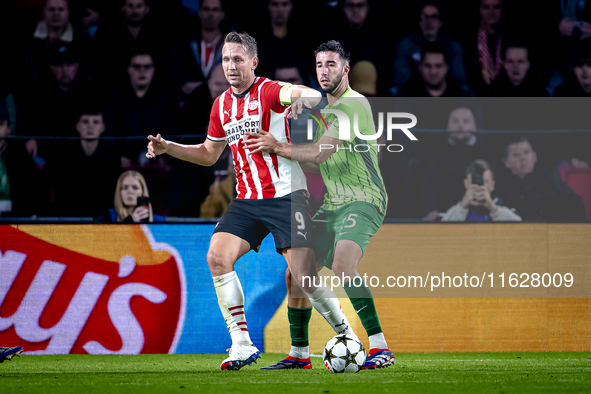 PSV Eindhoven forward Luuk de Jong and Sporting Club Portugal defender Goncalo Inacio during the match PSV vs. Sporting CP at the Philips St...