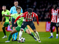 Sporting Club Portugal midfielder Hidemasa Morita and PSV Eindhoven midfielder Malik Tillman during the match PSV vs. Sporting CP at the Phi...