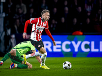 PSV Eindhoven forward Noa Lang during the match between PSV and Sporting CP at the Philips Stadium for the UEFA Champions League phase match...