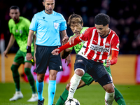 Sporting Club Portugal midfielder Hidemasa Morita and PSV Eindhoven midfielder Malik Tillman during the match PSV vs. Sporting CP at the Phi...